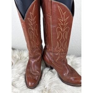Vintage Miss Capezio Western Cowboy Boots 9.5M Chestnut Brown Leather USA!